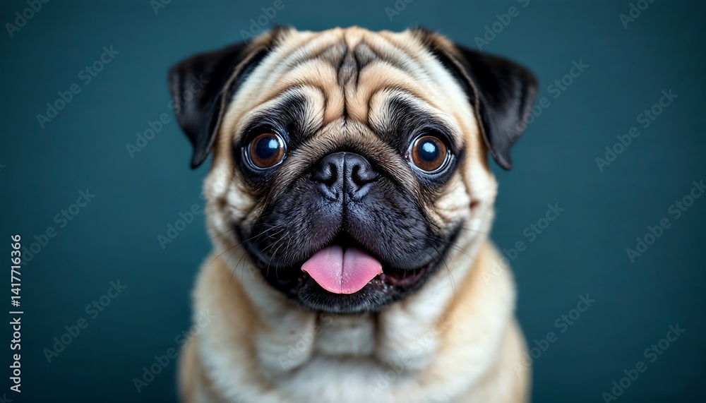 Close-up Portrait of a Cute Pug Dog with Tongue Sticking Out Close-up Portrait of a Cute Pug Dog with Tongue Sticking Out