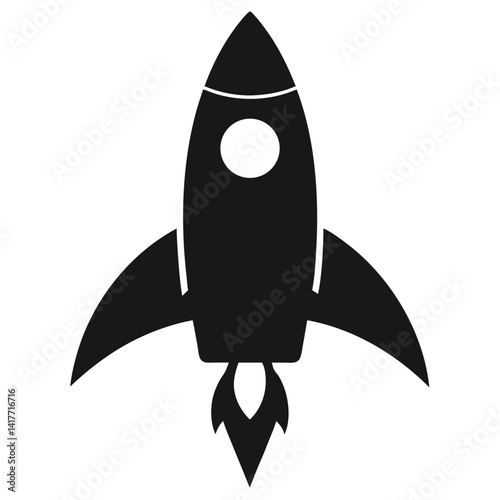 space rocket ship silhouette icon on white background
