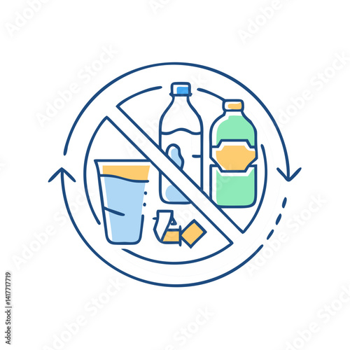 No plastic cutlery and packaging – zero waste symbol.