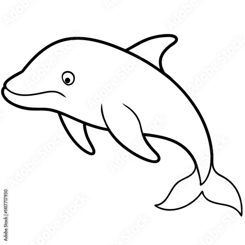 Minimalist Beluga Whale Line Art Vector