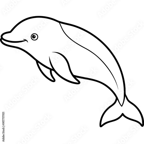 Minimalist Beluga Whale Line Art Vector