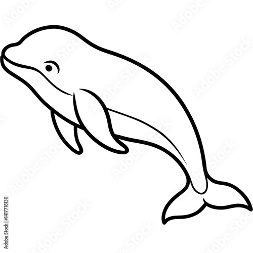 Minimalist Beluga Whale Line Art Vector