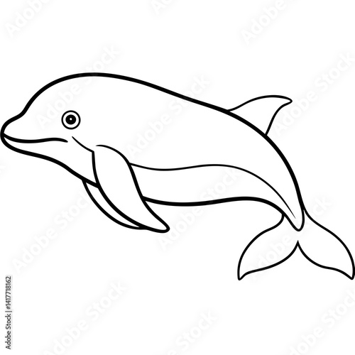 Minimalist Beluga Whale Line Art Vector