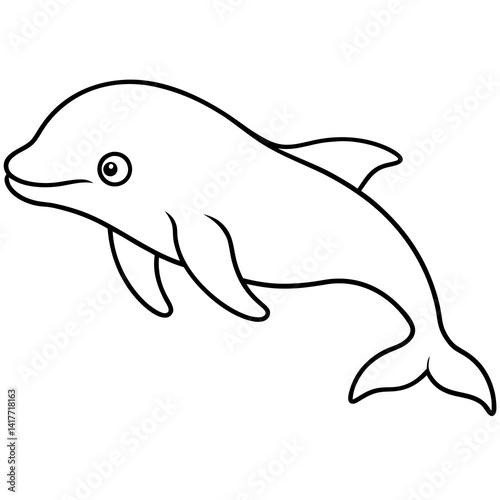 Minimalist Beluga Whale Line Art Vector