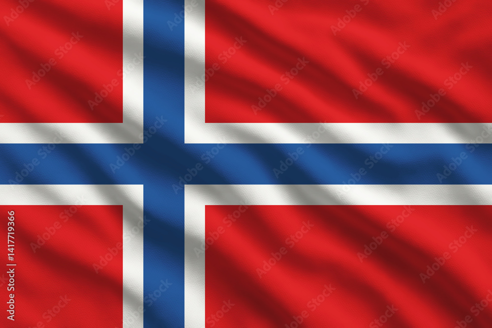 Fototapeta premium Waving flag of Norway, Norwegian flag blowing in the wind, full frame smooth fold