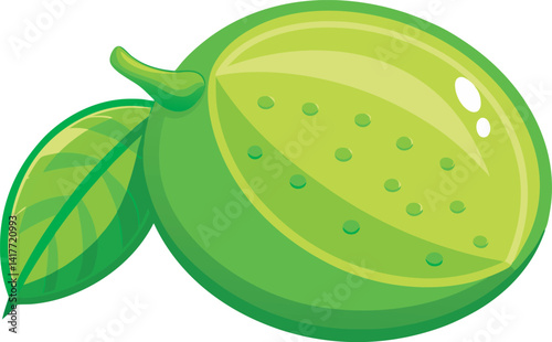 A vibrant and detailed vector art illustration showcasing a beautiful lime fruit with fresh, juicy appeal perfect for design and decoration.