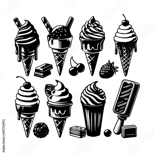 Ice cream silhouette , Ice cream vector