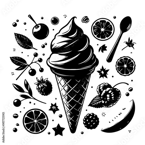 Ice cream silhouette , Ice cream vector