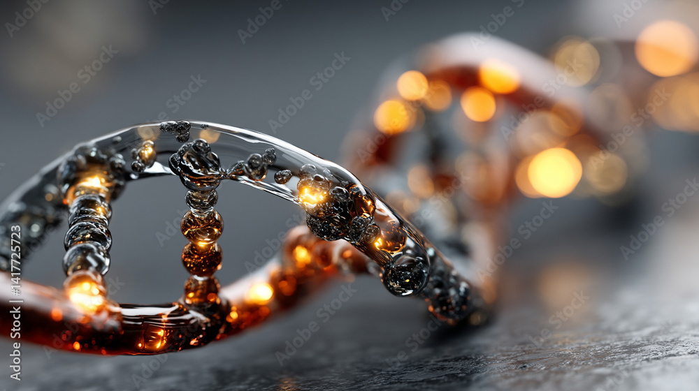 A 3D transparent glass DNA strand glows with a sleek modern finish against a blurred backdrop symbolizing innovation in genetics science clarity and the fragile elegance of life and identity
A 3D transparent glass DNA strand glows with a sleek modern finish against a blurred backdrop symbolizing innovation in genetics science clarity and the fragile elegance of life and identity