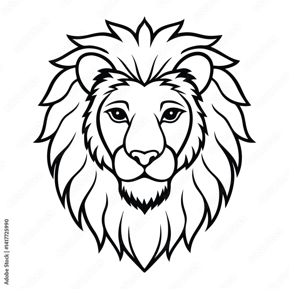 Lion Face Outline Illustration Showcasing Majestic and Bold Details Lion Face Outline Illustration Showcasing Majestic and Bold Details