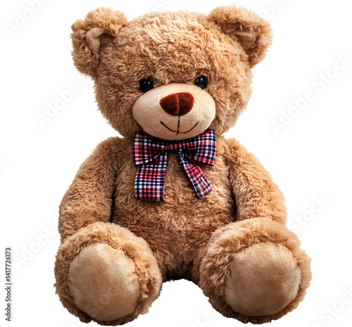 Stuffed teddy bear toy isolated on a transparent background 