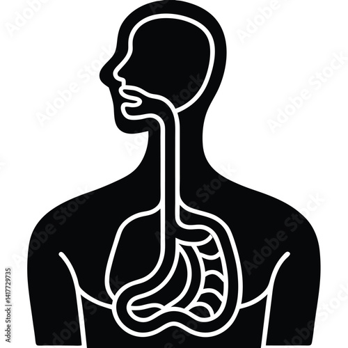 inner part of human body silhouette design on white background 