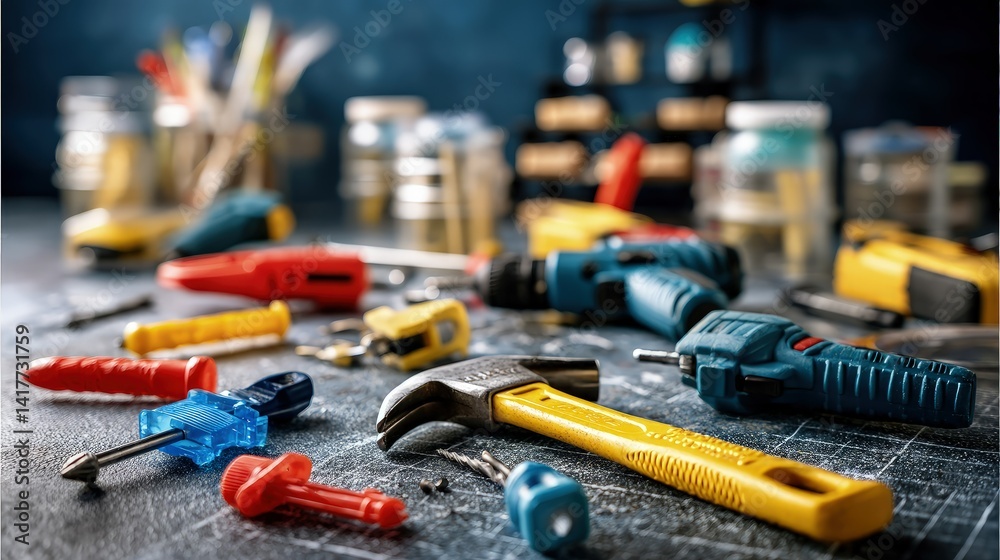 Fototapeta premium Assortment of Hand Tools and Power Tools on a