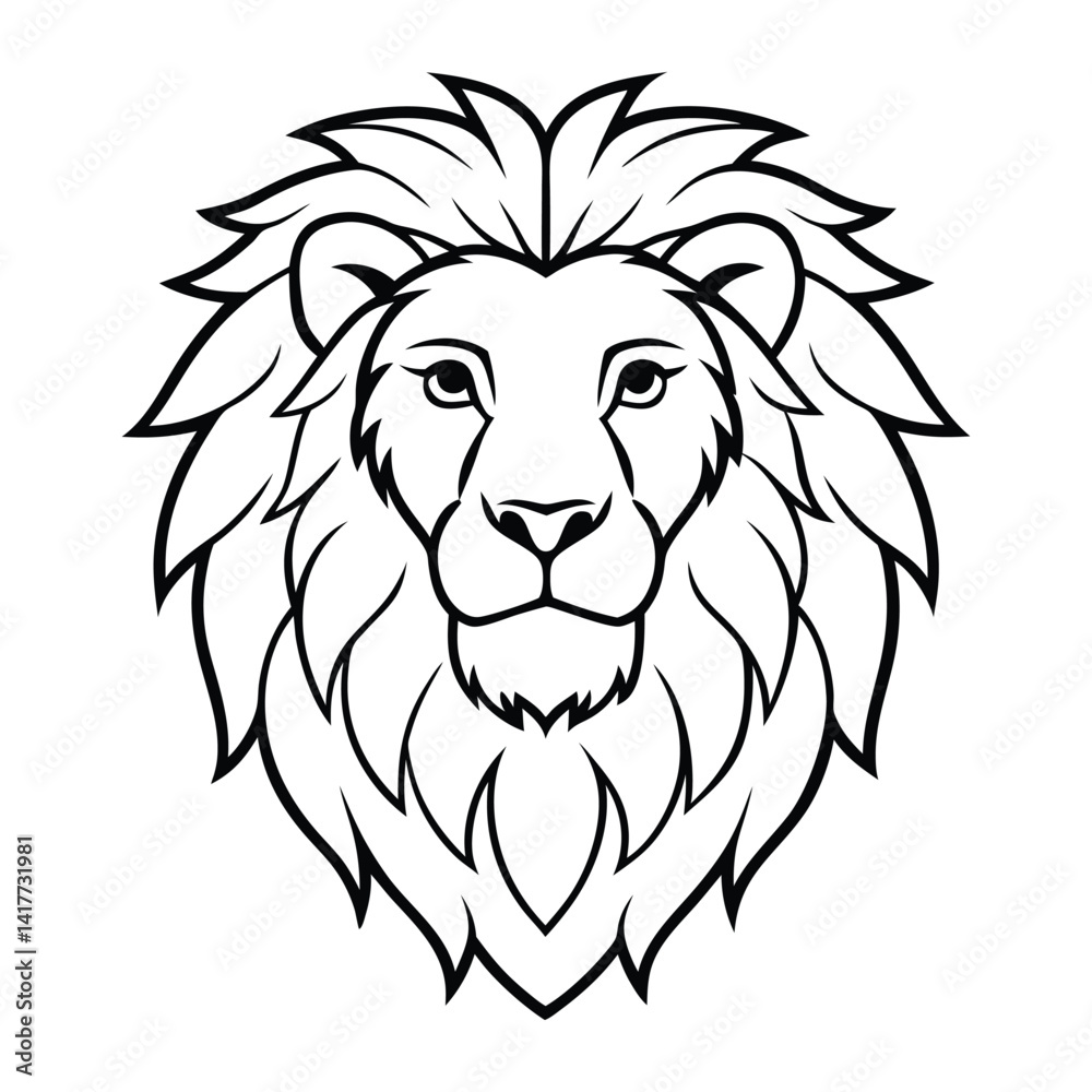 Fototapeta premium Lion Face Outline Illustration Showcasing Majestic and Bold Details