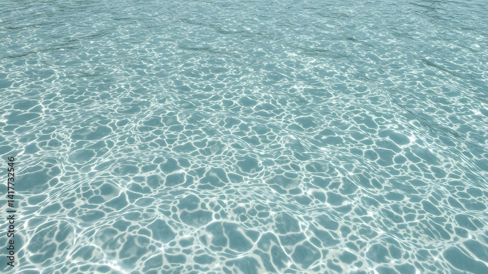 Obraz premium Sparkling Azure Embrace: A serene vista of crystal-clear water shimmering under sunlight, revealing a mesmerizing dance of light and shadow.