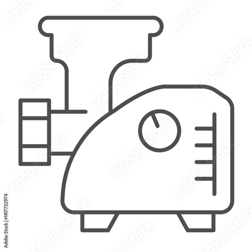 Electric grinder for meat thin line icon, culinary cooking concept. Vector graphics. Grinder tool for cooker sign on white background, linear style icon for mobile or web design.