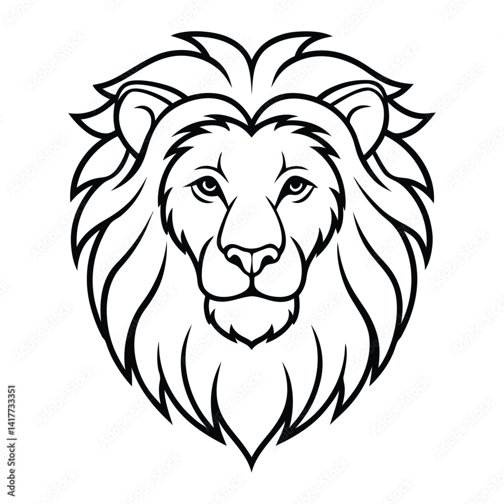 Lion Face Outline Illustration Showcasing Majestic and Bold Details Lion Face Outline Illustration Showcasing Majestic and Bold Details