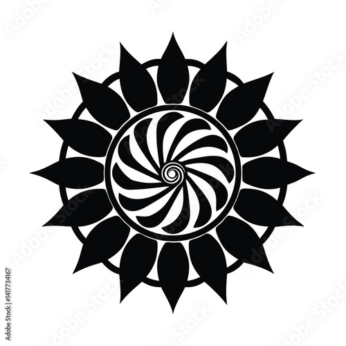 deco mandala ocean wave shell inspired vector art silhouette