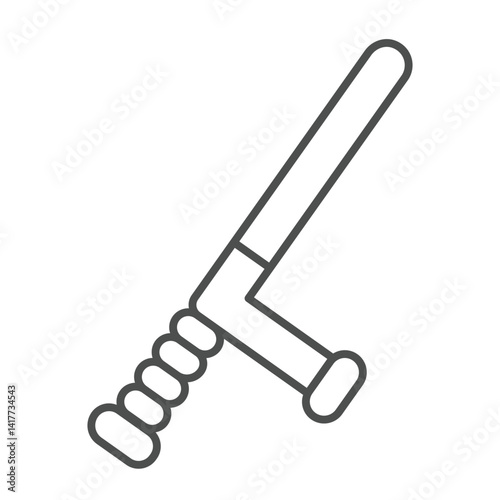 Policeman baton thin line icon, law enforcement concept. Vector graphics. Police force rubber tool sign on white background, linear style icon for mobile or web design.
