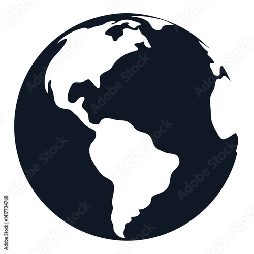 earth planet globe silhouette vector isolated