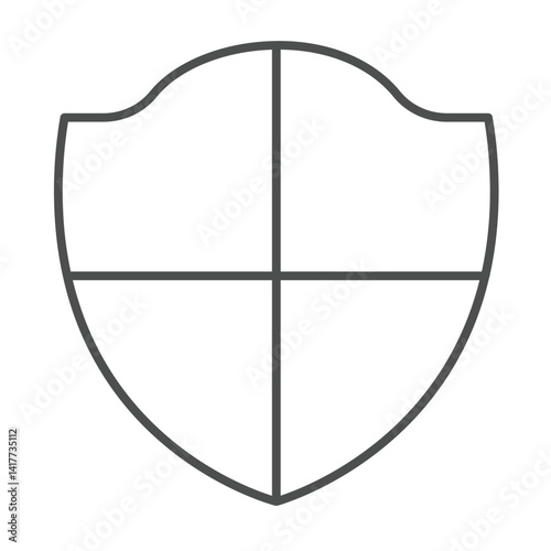 Security and antivirus emblem thin line icon, windows pack concept. Vector graphics. Windows defender shield, protection sign on white background, linear style icon for mobile or web design.