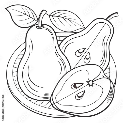 Pear Fruit Still Life Outline