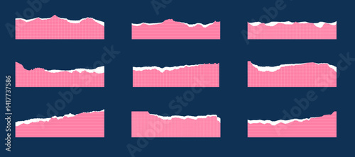 Torn ripped paper edge border frame vector set collection. Pink paper borders, corners, and frames. Torn paper ripped edge shape for banners, certificates, invitations, and covers design