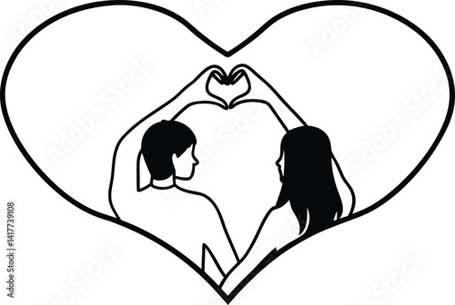 Couple Heart Hands Set Of Silhouette Vector, anniversary, intimate, closeness, partner, soulmate