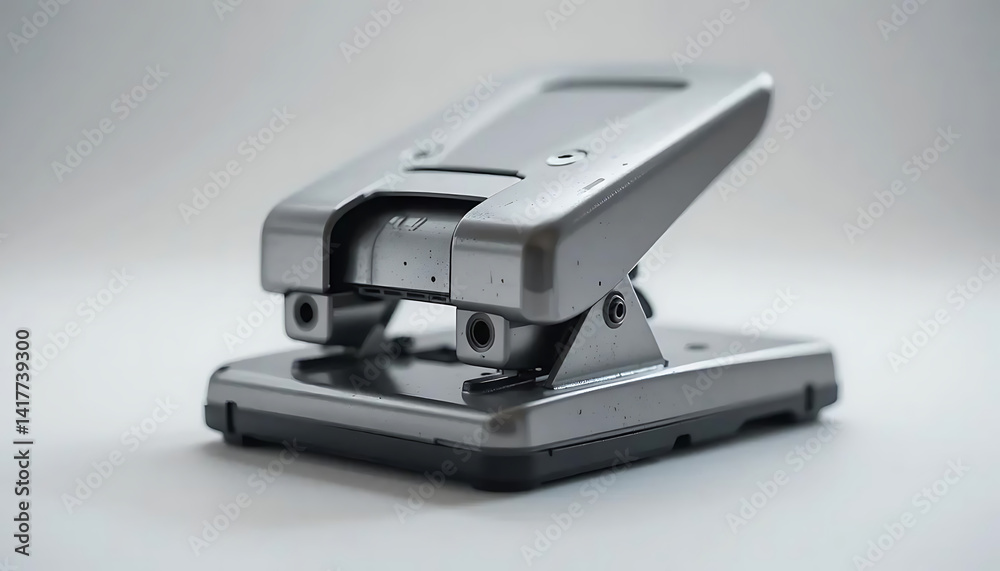 Silver Hole Punch Stationery Close-up for Office or Craft Projects Silver Hole Punch Stationery Close-up for Office or Craft Projects