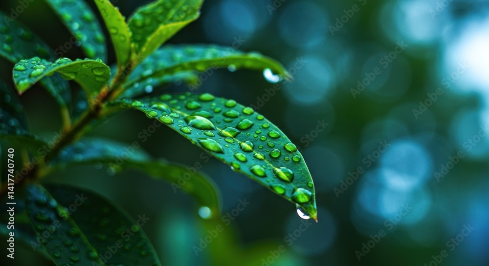 Wet Leaf with Water Droplets (Photo) Wet Leaf with Water Droplets (Photo)