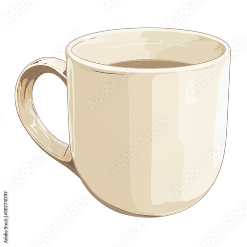 A white cup with a handle