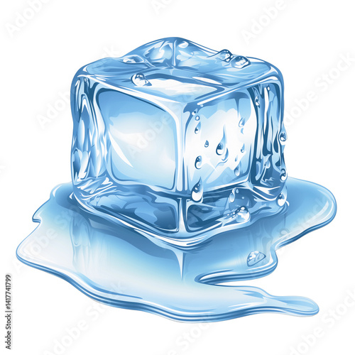 A blue ice cube