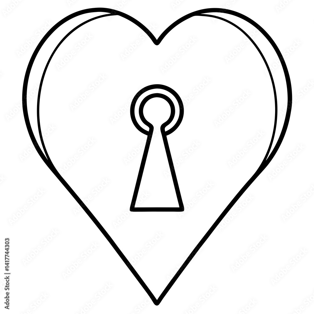 Key to Affection Heart Outline Art Key to Affection Heart Outline Art