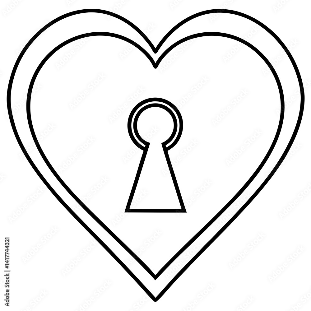 Key to Affection Heart Outline Art Key to Affection Heart Outline Art