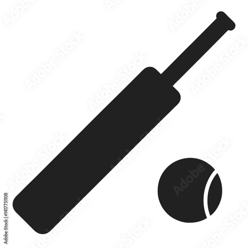 cricket bat ball sports silhouette illustration