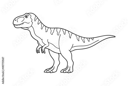 Tyrannosaurus Rex Line Art Illustration Predatory Dinosaur Isolated On White Background