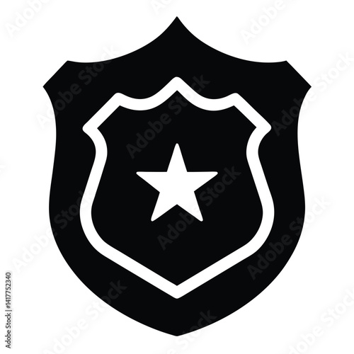 police star badge silhouette vector on white