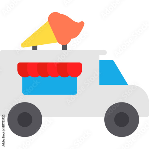 Icecream Van single vector illustration icon
