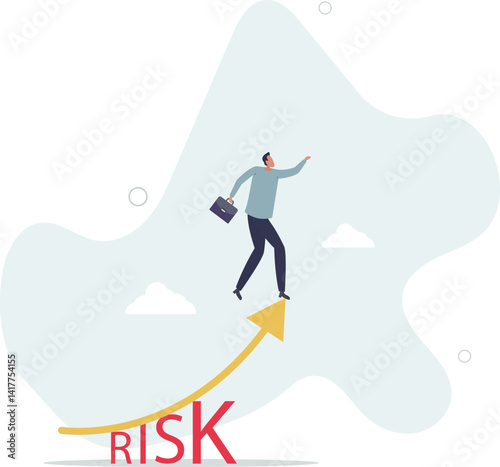 High risk high return stock market investment, trade off of risky investment asset rewarding growth return concept.flat character life .