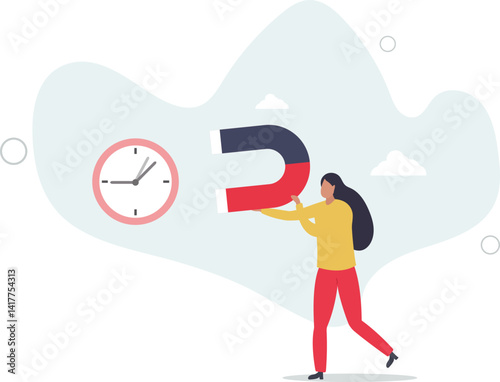Time management, control business time or work deadline concept.flat character life .