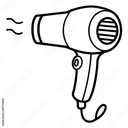 Minimal Hair Dryer Vector Illustration on White Background