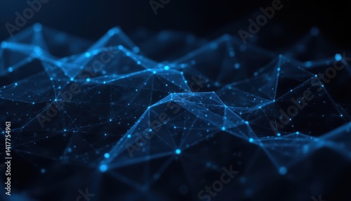 Abstract Background Technology Molecules and Polygonal Shapes in a Digital Environment