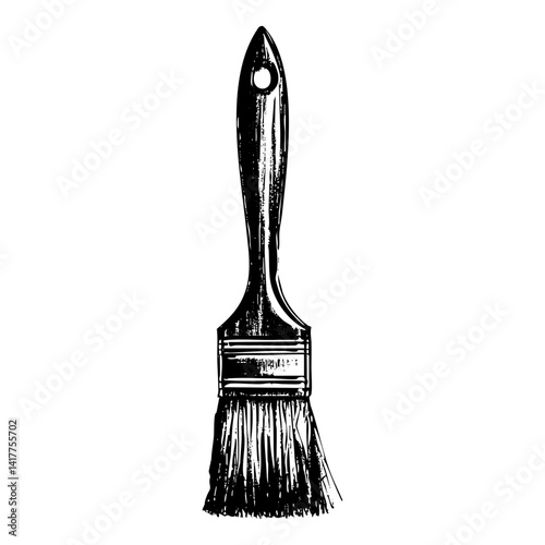 Paint brush sketch engraving black and white outline. Scratch board imitation.