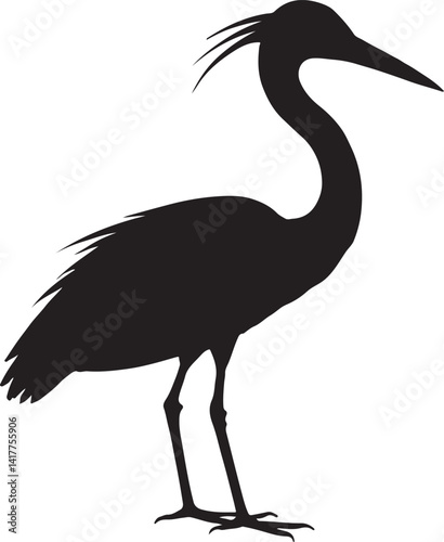 Egret bird silhouette vector, egret bird icon silhouette bundle vector