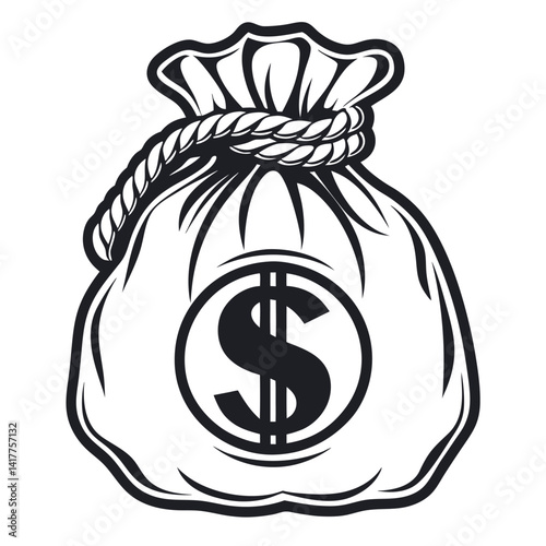 Money bag with dollar sign symbol on transparent background