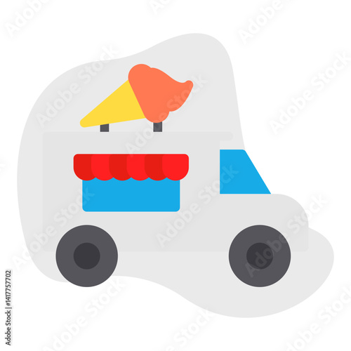 Icecream Van single vector illustration icon