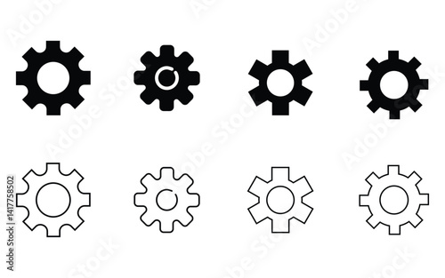 Minimalist Settings Symbols, Precision Settings Icons, Classic Gear Icons Pack, Cog and Gear Icon Set