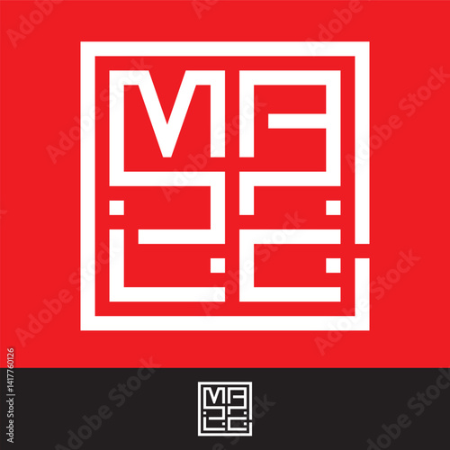 Maze Word Composition in Square Shape Wordmark Vector Logo Art