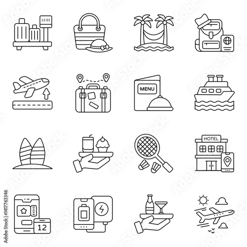 Set of Tour Linear Icons 

