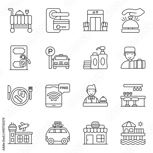 Set of Holidays Linear Icons 

